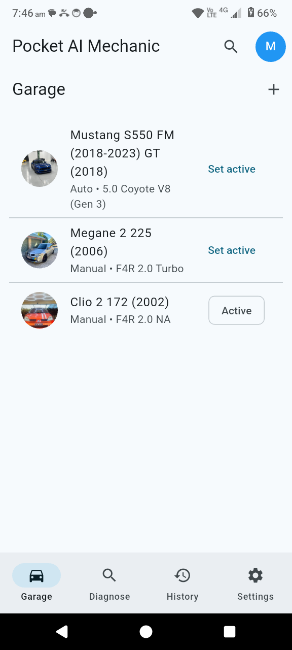 Main app screen showing bottom navigation and top bar